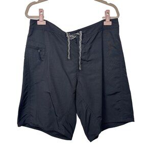 Patagonia Mens 35 Black Board Shorts Nylon Swim Trunks With Zipper Pocket